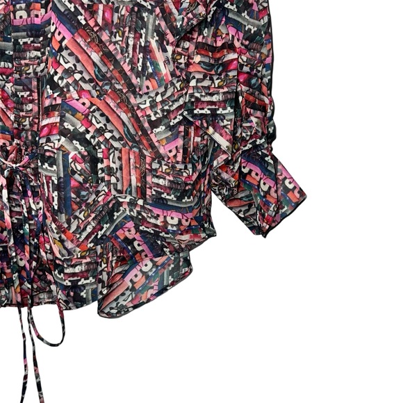 Megan Park 100% Silk‎ Long Sleeve Abstract Print Women's Blouse - Picture 2 of 6